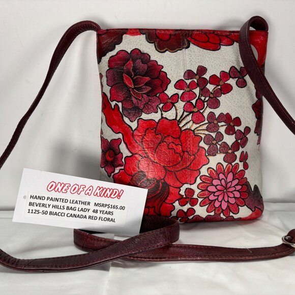 BIACCI USA -NWT $ 165.00 -PRETTY & CUTE- HAND PAINTED LEATHER TOOK 5 WEEKS